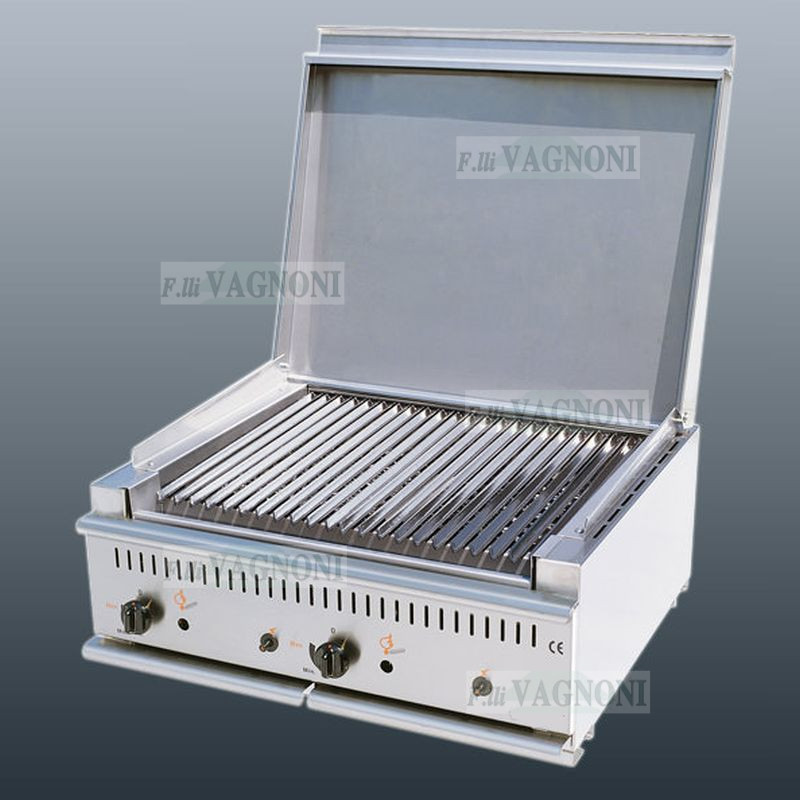 BARBECUE A GAS A PIETRA LAVICA DA APPOGGIO MOD. S2 ACC. INOX